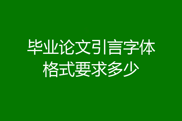毕业论文引言字体格式要求多少