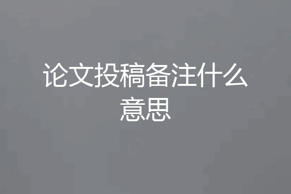 论文投稿备注什么意思
