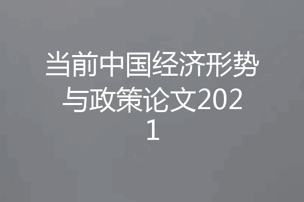 当前中国经济形势与政策论文2021