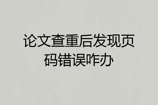 论文查重后发现页码错误咋办