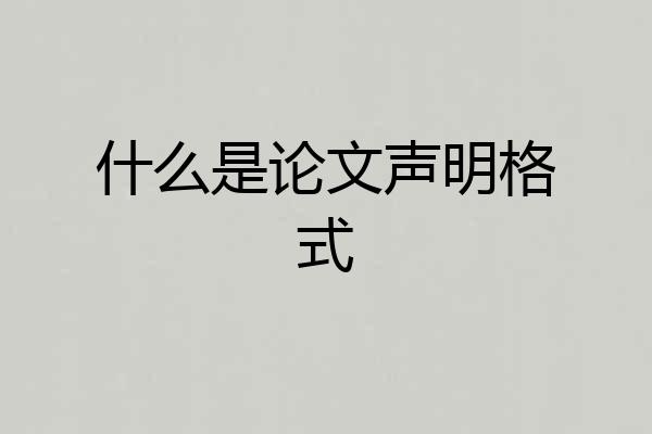 什么是论文声明格式