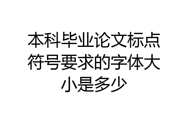 本科毕业论文标点符号要求的字体大小是多少