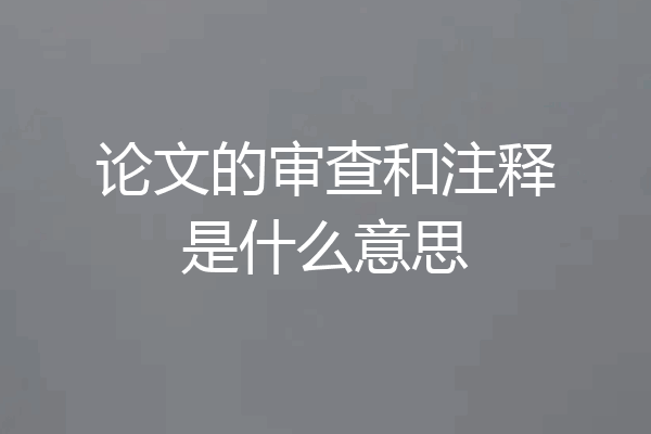 论文的审查和注释是什么意思