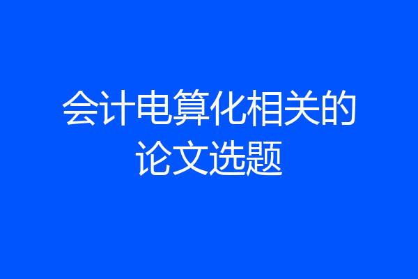 会计电算化相关的论文选题