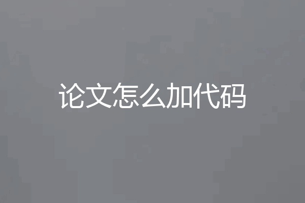 论文怎么加代码