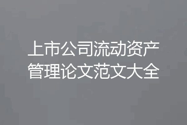 上市公司流动资产管理论文范文大全