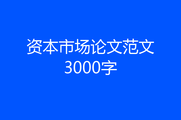 资本市场论文范文3000字