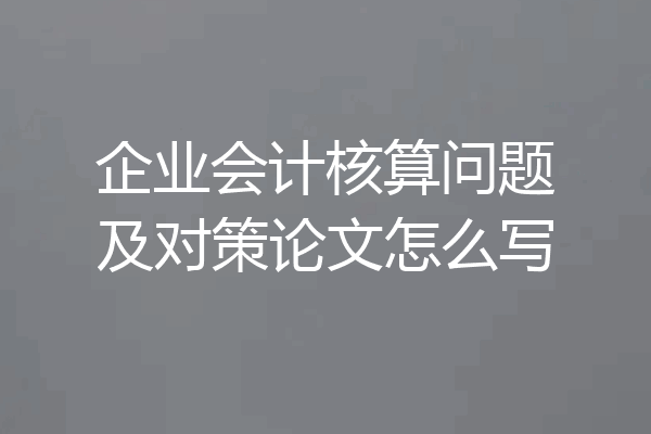 企业会计核算问题及对策论文怎么写