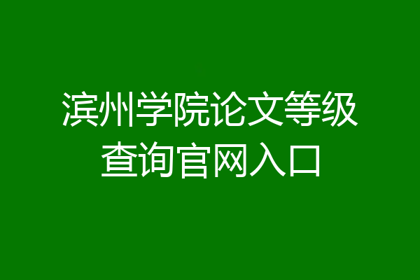 滨州学院论文等级查询官网入口