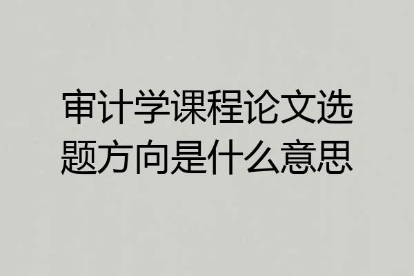 审计学课程论文选题方向是什么意思
