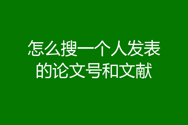 怎么搜一个人发表的论文号和文献