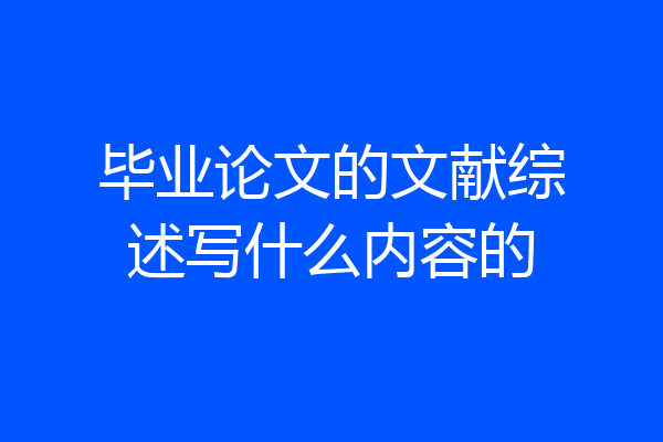毕业论文的文献综述写什么内容的