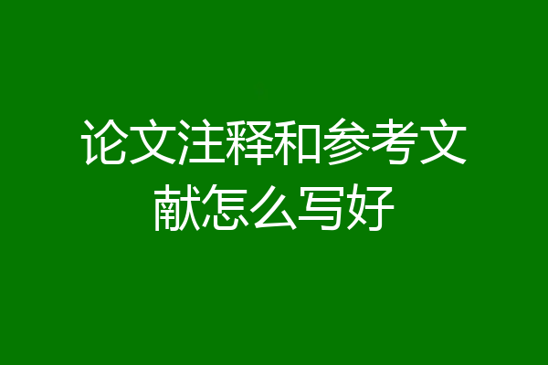 论文注释和参考文献怎么写好