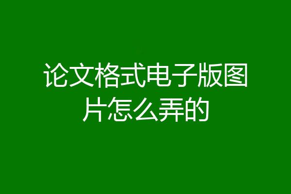 论文格式电子版图片怎么弄的
