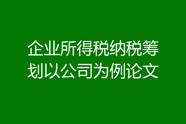企业所得税纳税筹划以公司为例论文