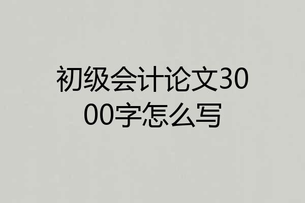 初级会计论文3000字怎么写