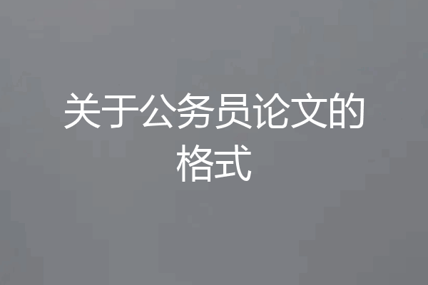 关于公务员论文的格式