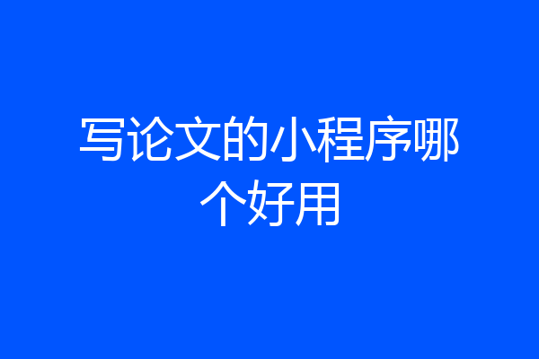 写论文的小程序哪个好用