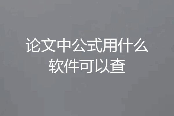 论文中公式用什么软件可以查
