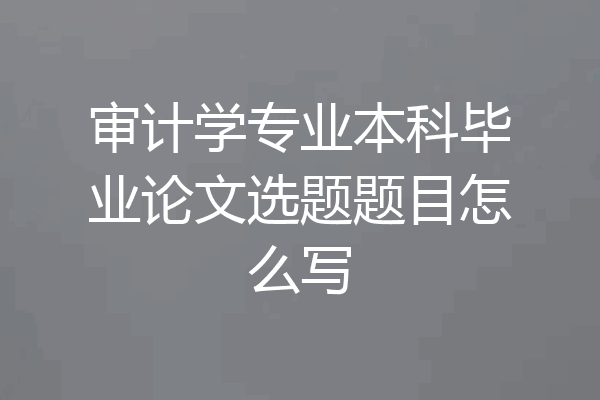 审计学专业本科毕业论文选题题目怎么写