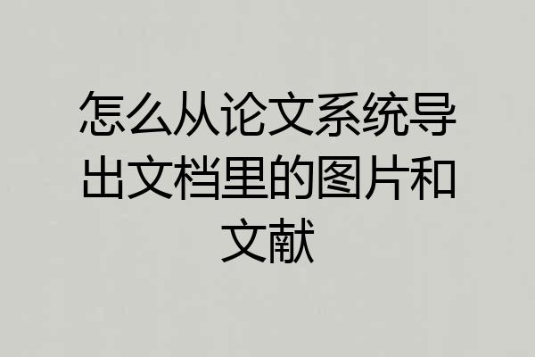 怎么从论文系统导出文档里的图片和文献