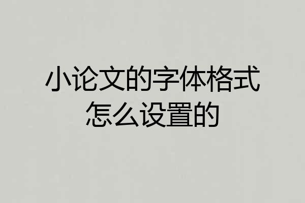 小论文的字体格式怎么设置的