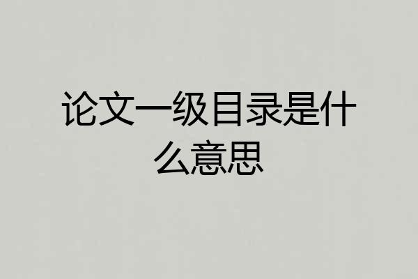 论文一级目录是什么意思