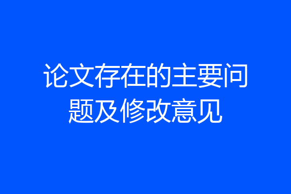 论文存在的主要问题及修改意见