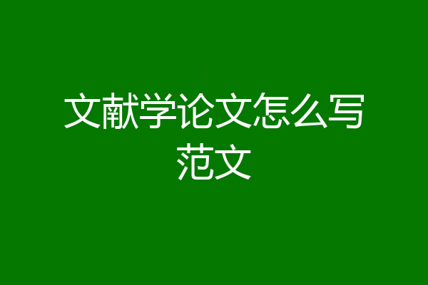 文献学论文怎么写范文