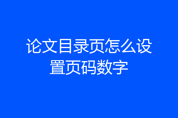 论文目录页怎么设置页码数字