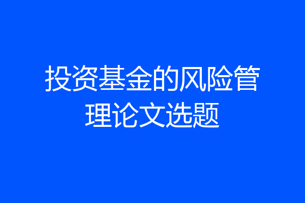 投资基金的风险管理论文选题