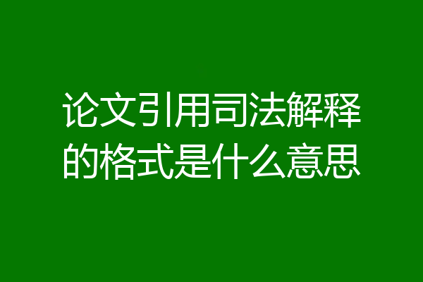 论文引用司法解释的格式是什么意思