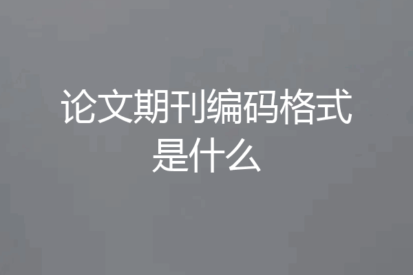 论文期刊编码格式是什么