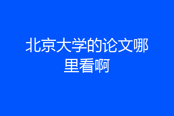 北京大学的论文哪里看啊