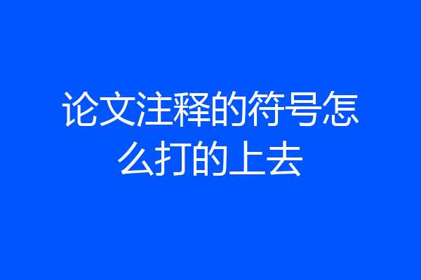 论文注释的符号怎么打的上去