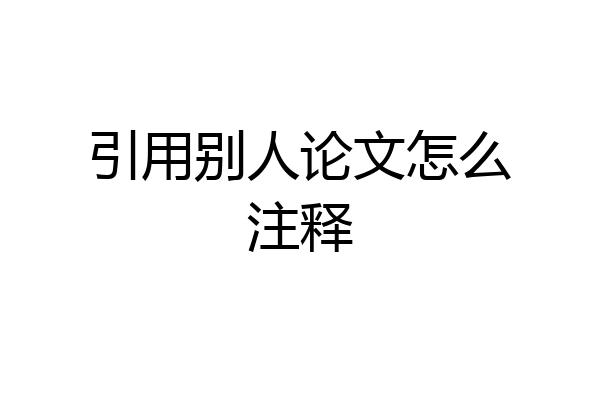 引用别人论文怎么注释