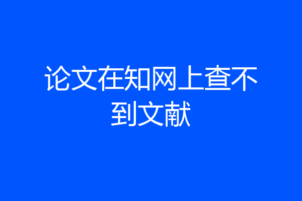 论文在知网上查不到文献
