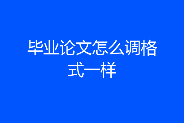 毕业论文怎么调格式一样