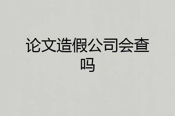 论文造假公司会查吗