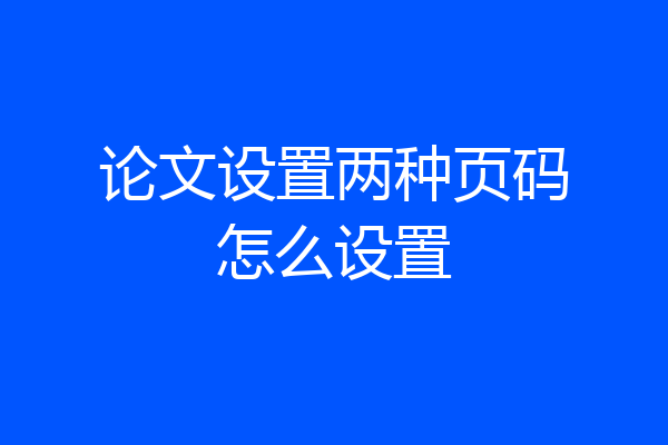 论文设置两种页码怎么设置