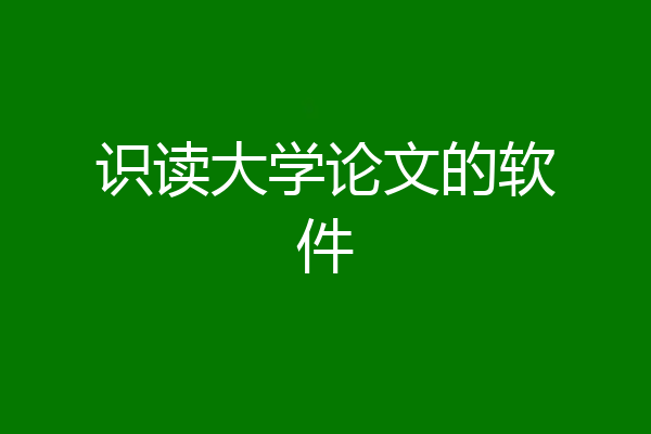 识读大学论文的软件
