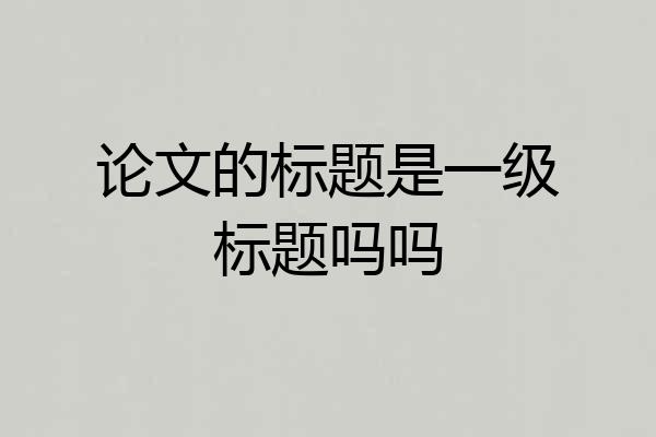 论文的标题是一级标题吗吗