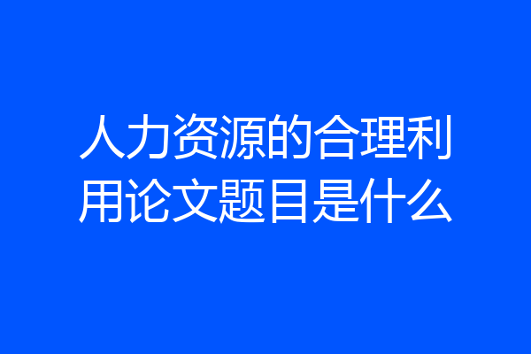 人力资源的合理利用论文题目是什么