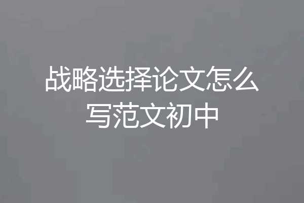 战略选择论文怎么写范文初中