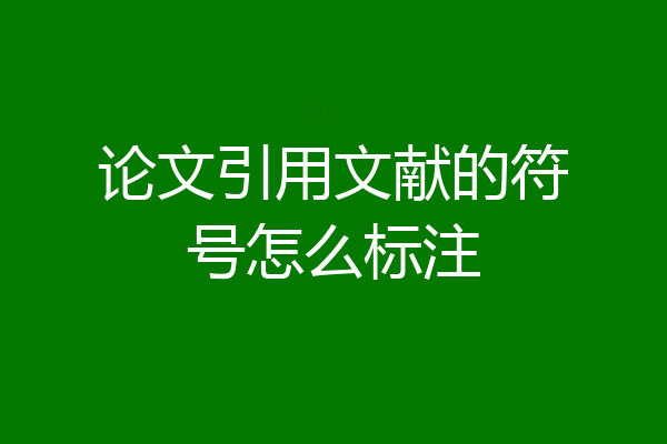 论文引用文献的符号怎么标注
