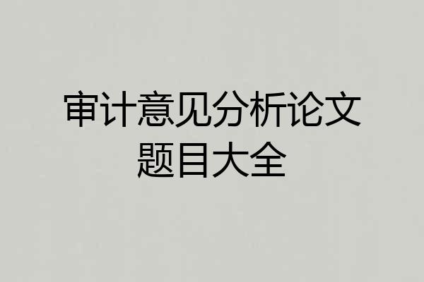 审计意见分析论文题目大全