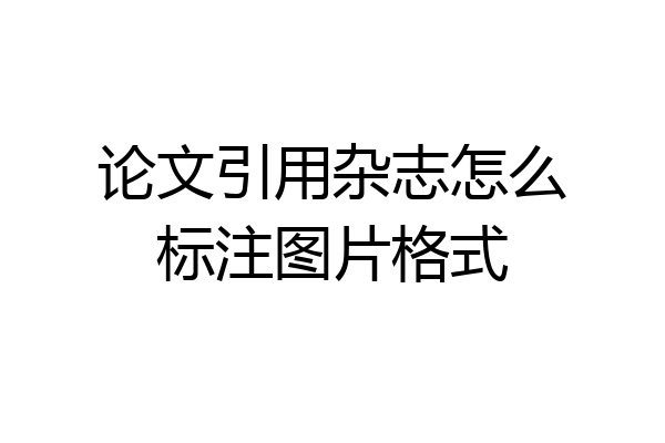 论文引用杂志怎么标注图片格式