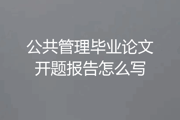 公共管理毕业论文开题报告怎么写