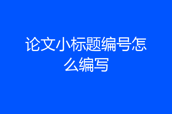 论文小标题编号怎么编写