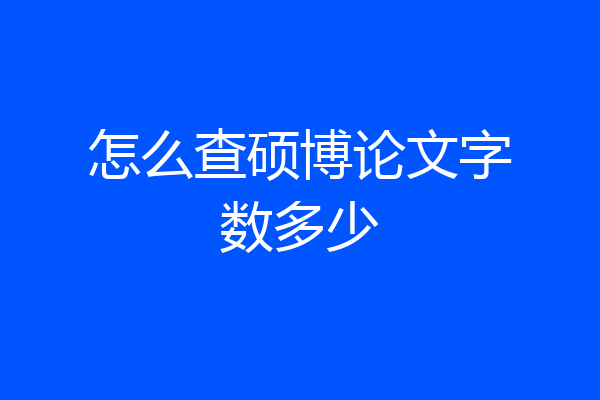 怎么查硕博论文字数多少